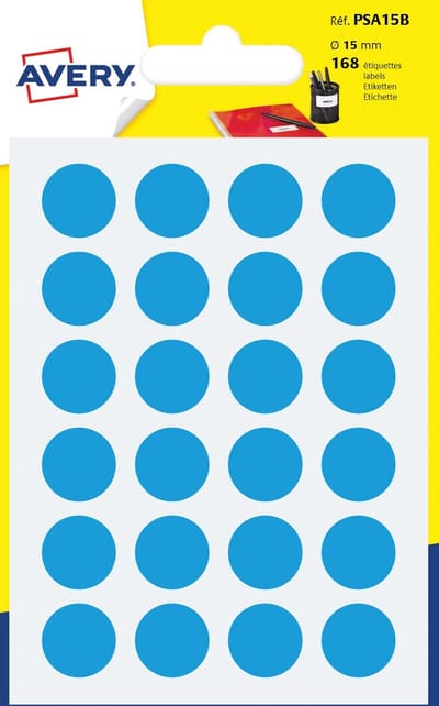 Avery Etiketten Rond 15 Mm Fsc-papier Blauw 168 Stuks