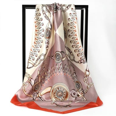 90*90Cm Zijden Vierkante Sjaal Dames Luxe Satijnen Hijab Sjaals Vrouwen Sjaal Print Hoofdbanden Bandana Foulard Sjaal Hoofdband 90x90cm beige