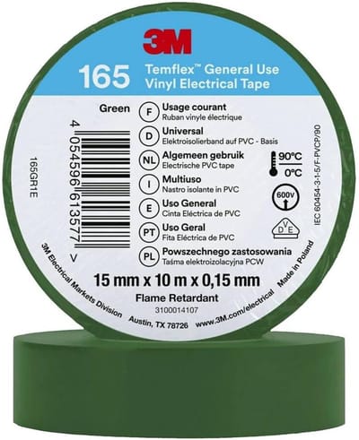 Isolatietape - Elektrische tape - Draadisolatie - Hoge temperatuur bestendig - 10 meter rol - groen