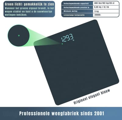 TIM® Weegschaal - Digitale Weegschaal - Digitale Weegschaal Personen - Zwart - 28cm x 28cm x 3cm; 1.09 kg