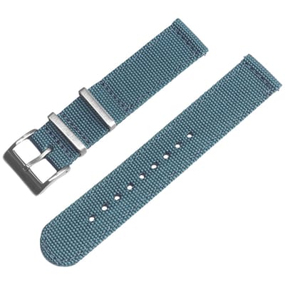Canvas Like Nylon Two Piece NATO Strap - Makkelijk Zelf te Verwisselen Horlogeband - Benzineblauw 20mm