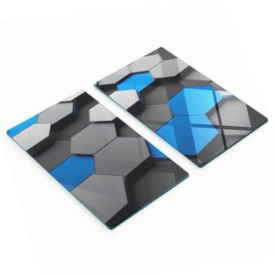 Twee decoratieve keukenplanken van gehard glas met 3D-print, 2x30x52 cm