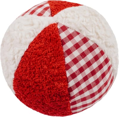 Zachte Rammelaar Bal van Biologisch Katoen voor Baby - Rood en Wit