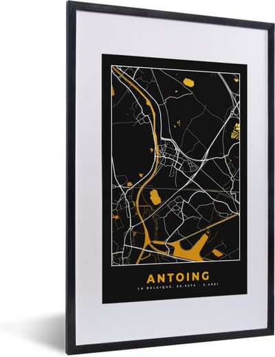 Fotolijst incl. Poster - Antoing - Goud - Kaart - Plattegrond - Stadskaart - 40x60 cm - Posterlijst