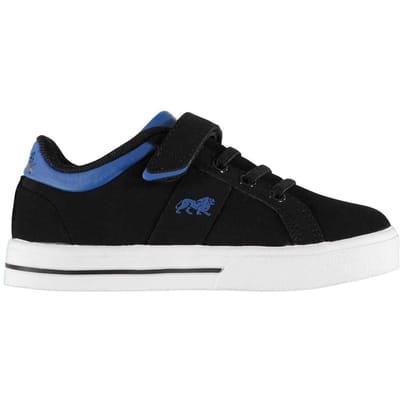 Lonsdale Latimer leren sportschoenen voor kinderen (ZWART/BLAUW)