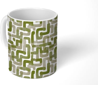 Mok - Koffiemok - Modern - Grafisch - Groen - Mokken - 350 ML - Beker - Koffiemokken - Theemok