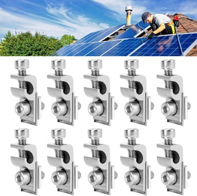 Zonnepaneel Aardingsclips - Vloer Aarding Lug - Zonne-energie Installatie - Corrosiebestendig Aluminium - Standaard - Zilver