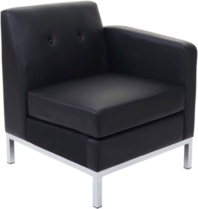 Fauteuil MCW-C19, modulaire bank zijelement rechts met armleuning, uitschuifbaar kunstleer ~ zwart