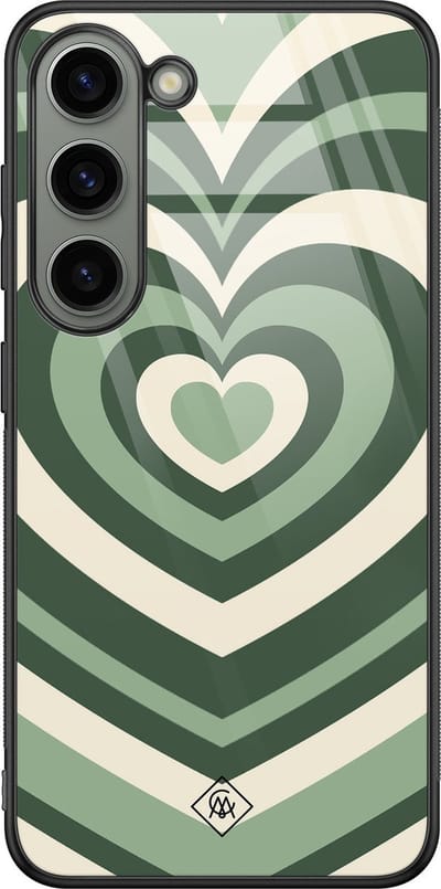 Casimoda® hoesje - Geschikt voor Samsung Galaxy S23 - Hart Swirl Groen - Luxe Hard Case Zwart - Backcover telefoonhoesje - Groen