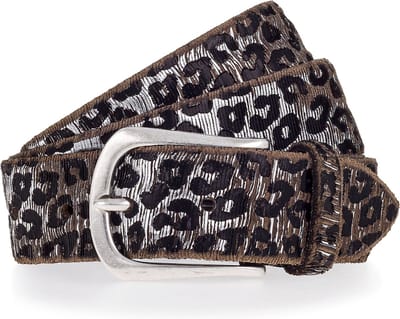 b.belt Leren Riem Cat Silver Belt W100 Anthracite - Silver Zilverkleurig