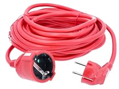 PVC Verlengkabel met EU-Stopcontact en Stekker - 10 meter, Rood, IP20, 230 V/16 A