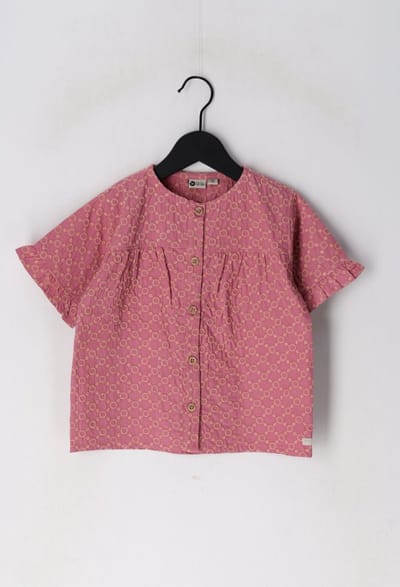 DAILY7 Shirt Ruffle Broderie Tops & T-shirts Meisjes - Shirt - Roze - Maat 140