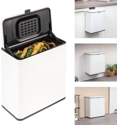 Biologische afvalemmer 6L met geurfilter voor keuken – compacte en hygiënische compostemmer