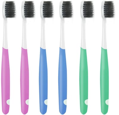 Dailygoods- Tandenborstel 6-pack - Ultrazacht - Houtskool - Ergonomische Grip - Taps Toelopende Haren - Hoogwaardige Materialen - Tandenborstels