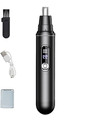 Neushaartrimmer Elektrisch - Neusreiniger Apparaat - Persoonlijke Verzorging - Met LED Indicator - 15.2 cm - Zwart