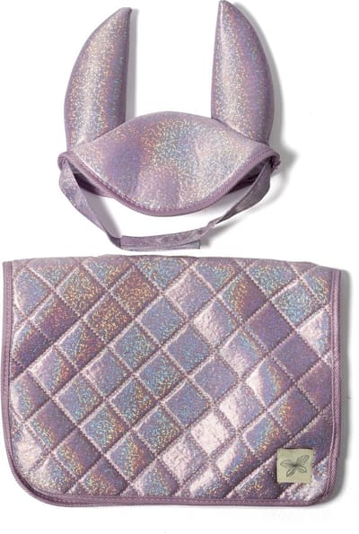 ByAstrup Stokpaard Zadeldekje en Muts Glitter Lila - Stokpaardje Speelgoed - Stokpaardje Spullen