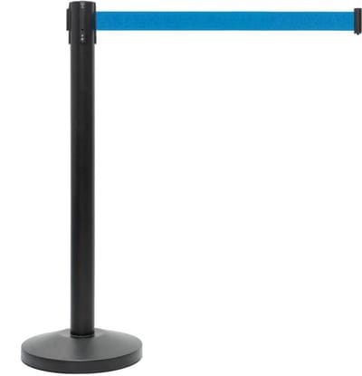 GJ Floors - Afzetpaal met trekband | Zwart - Lichtblauw - Hoogte: 92 cm - Lengte: 200 cm - Steel diameter: 5,1 cm