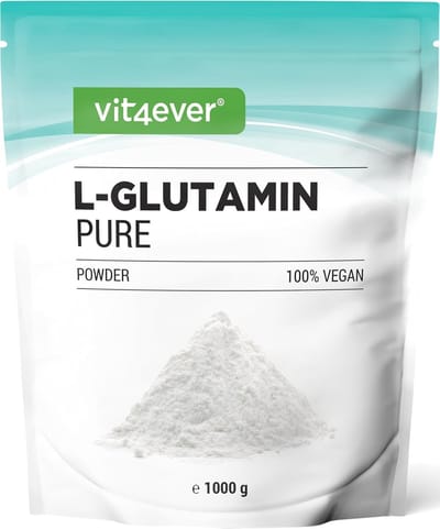 L-Glutamine poeder - 1000 g / 1 kg - Ultrapuur, extra hooggedoseerd aminozuur poeder - 100% vegan - Gemaakt via plantaardige fermentatie - Vit4ever