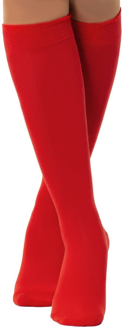 Partychimp Voordeelverpakking 6 pack Kniekousen Dames Carnaval Carnavalskleding Dames Carnaval Accessoires Verkleedkleren Volwassenen - Rood- Katoen/Polyamide/Elastaan - One-Size - 6 pack