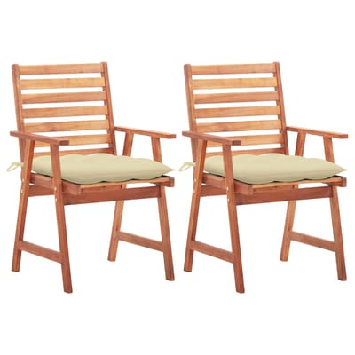 vidaXL - Tuinstoelen - 2 - st - met - kussens - massief - acaciahout