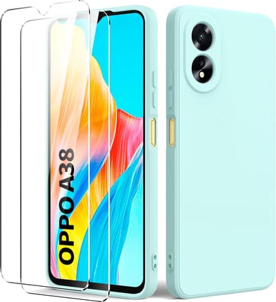 Geschikt voor Oppo A38 4G - Schokbestendig - Met 2 gehard glas - Back Cover Hoesje - Mint