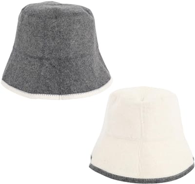2 Stuks Wollen Saunamuts voor Mannen en Vrouwen, Zacht Ademend Hittebescherming Russische Banya Saunamuts voor Spa's Stoombaden Badhuizen (Grijs, Wit)