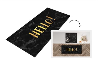 Keukenloper - Loper keuken - Quote - Hallo - Goud - Marmer - 120x50 cm - Keukenloper vinyl