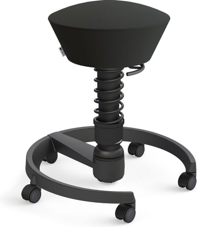 Aeris Swopper Uruguay - Ergonomische bureaukruk - zwart kunstleer - zwart frame - zachte wielen