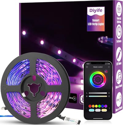 LED Strip - Decoratieve Verlichting - Creëer Sfeer - App en Muziek Synchronisatie - 6 Meter - RGB Kleuren