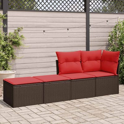 vidaXL - 2-delige - Loungeset - met - kussens - poly - rattan - acacia - bruin