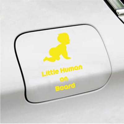 Bumpersticker - Little Human On Board - 10 X 15 - Geel