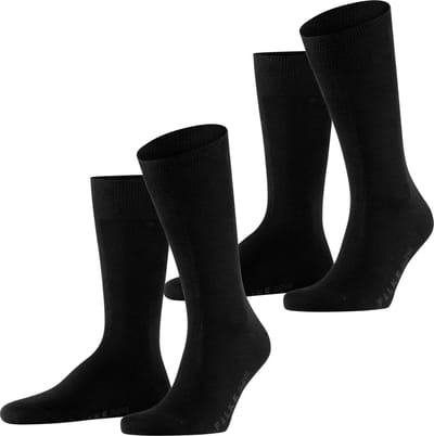 FALKE Swing 2-Pack eenkleurig katoen multipack sokken heren zwart - maat 43-46