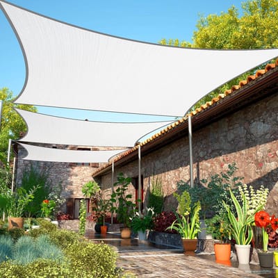 Zeil Rechthoekig Zonnescherm Wit Waterdoorlatend UV-bestendig voor Patio en Buiten
