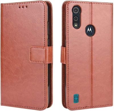 LuxeBass Boekhoesje geschikt voor Motorola Moto E6i/E6S - Bruin - telefoonhoes - gsm hoes - telefoonhoesjes