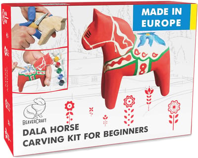 Houtsnijwerk Kit voor Volwassenen en Tieners - DIY Carving Kit voor Dala Paard - Compleet met Houten Snijdgereedschap