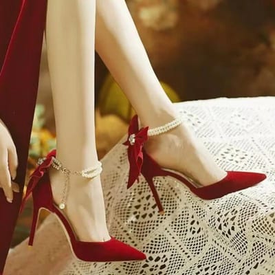 Bruidsschoenen Dames Parel & Strik Stiletto Hakken Puntige Neus Comfortabele Bruiloftsschoenen Effen Plus Size Hakken Dames 40