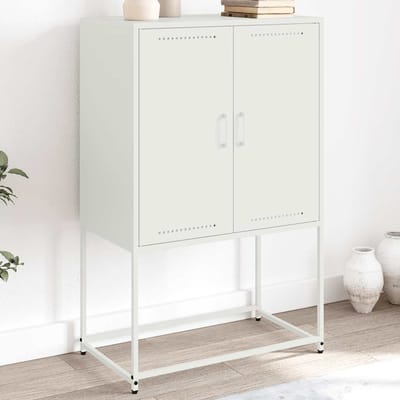 vidaXL - Hoge - kast - 68,5x38,5x107 - cm - staal - wit