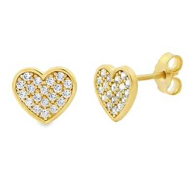 Juwelier Zwartevalk - 14 karaat gouden hartjes oorbellen met zirkonia - 12.260