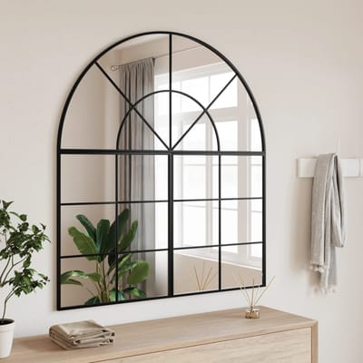 vidaXL - Wandspiegel - boog - 100x110 - cm - ijzer - zwart