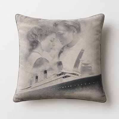 Unique Living - 2 stuks - kussenhoes - sierkussenhoes -grijs - zwart - Titanic - Leonardo DiCaprio - Kate Winslet - film - 45 x 45 cm - rits