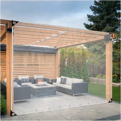 Pergola Zijpanelen - Terras Gordijnen - Buiten Beschermen - Waterdicht Transparant PVC - 4x5 Meter - Transparant
