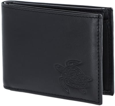 oxmox Leren portemonnee Leather Pocketbörse Turtle Embossed Black zwart