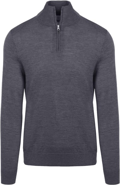 King Essentials The Michael Half Zip Pull Merino Antraciet - Maat M - Heren - Pullovers