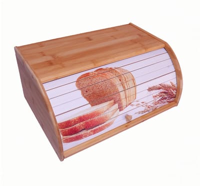 Decopatent - Broodtrommel met rolluik - Bamboe houten brooddoos met Schuifdeksel - Broodtrommel - Brood bewaren en vers houden - Brood Design - Afm: 38 x 26 x 16.5 Cm.