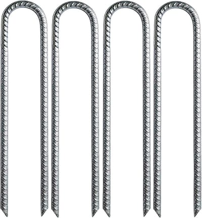 Tuinpalen U-vorm - Grondankers Haringen - Bodem Verankeren - Antislip Staal - 30 cm - Zilverkleurig