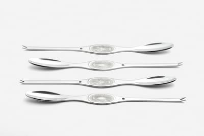 Hummergabels set - Zeevruchten bestek - Delicatesse eten - Roestvrij staal - 205 cm lengte - zilver