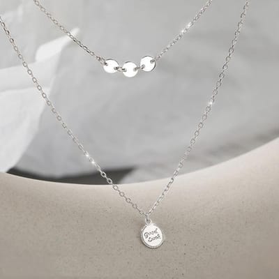 925 sterling zilver geluk dubbellaags ronde kraal hanger ketting eenvoudige mode vrouwelijke sleutelbeen ketting sieraden cadeau