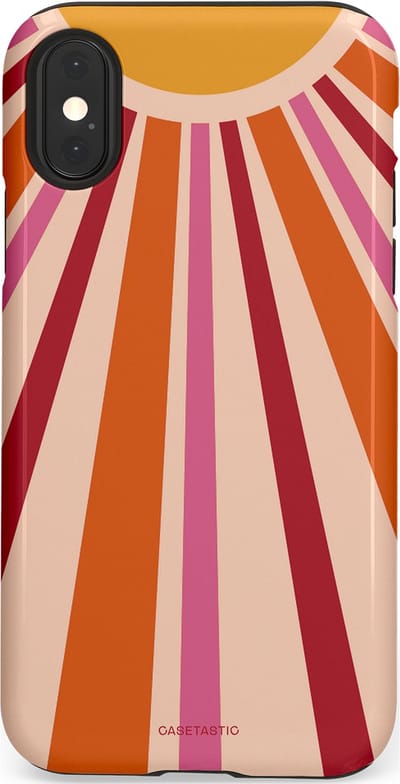 Casetastic Hoesje Geschikt voor Apple iPhone X/Xs - Stijlvolle Beschermende Duo-layer Case - Retro straal