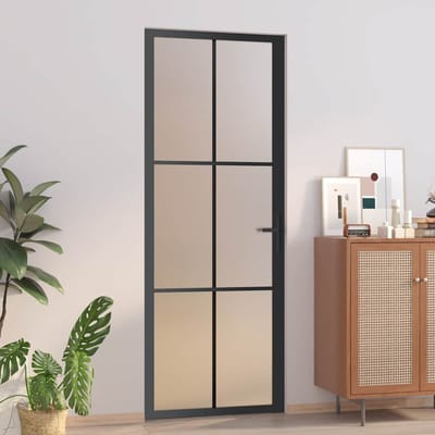 Vidaxl Porte Intérieure, 76X201,5 Cm, Noir, Verre Mat Et Aluminium