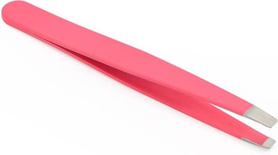 Dailygoods - Wenkbrauw Pincet Professionele - Schuine Pincet van RVS - Ontharingspincet voor Gezichtshaar, Ingegroeide Haren & Splinters - Ergonomisch & Antislip - Roze